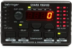 Behringer Shark FBQ100 Destructor automático de retroalimentación con preamplificador de micrófono integrado, línea de retardo, 