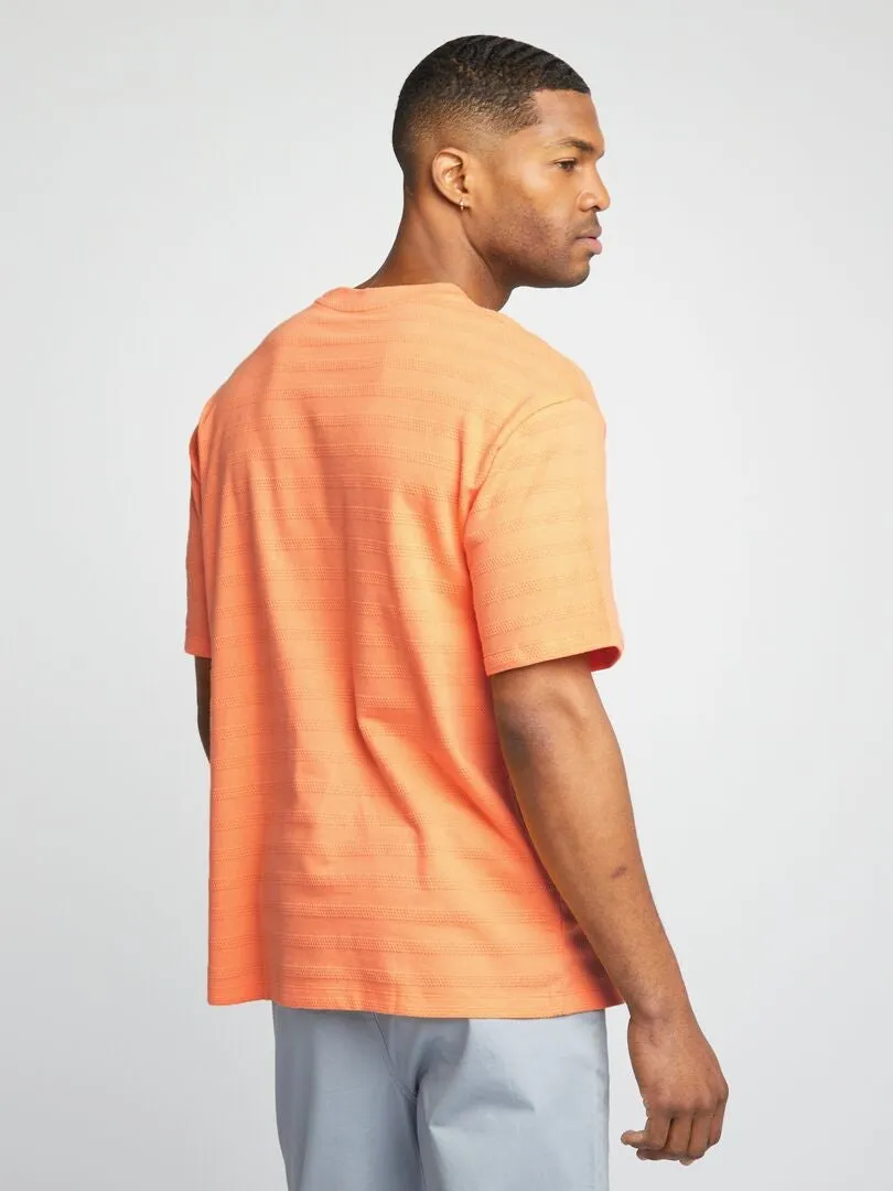 Camiseta de algodón con textura - NARANJA