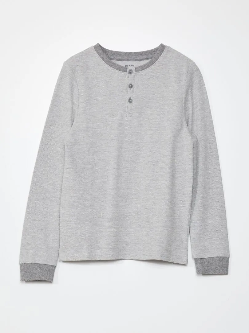 Camiseta de piqué de algodón - GRIS