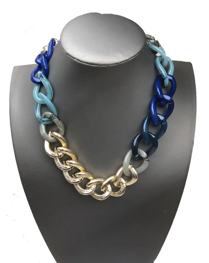 COLLARES DE MUJER AZULES DE ESLABONES GRANDES Y VISTOSOS