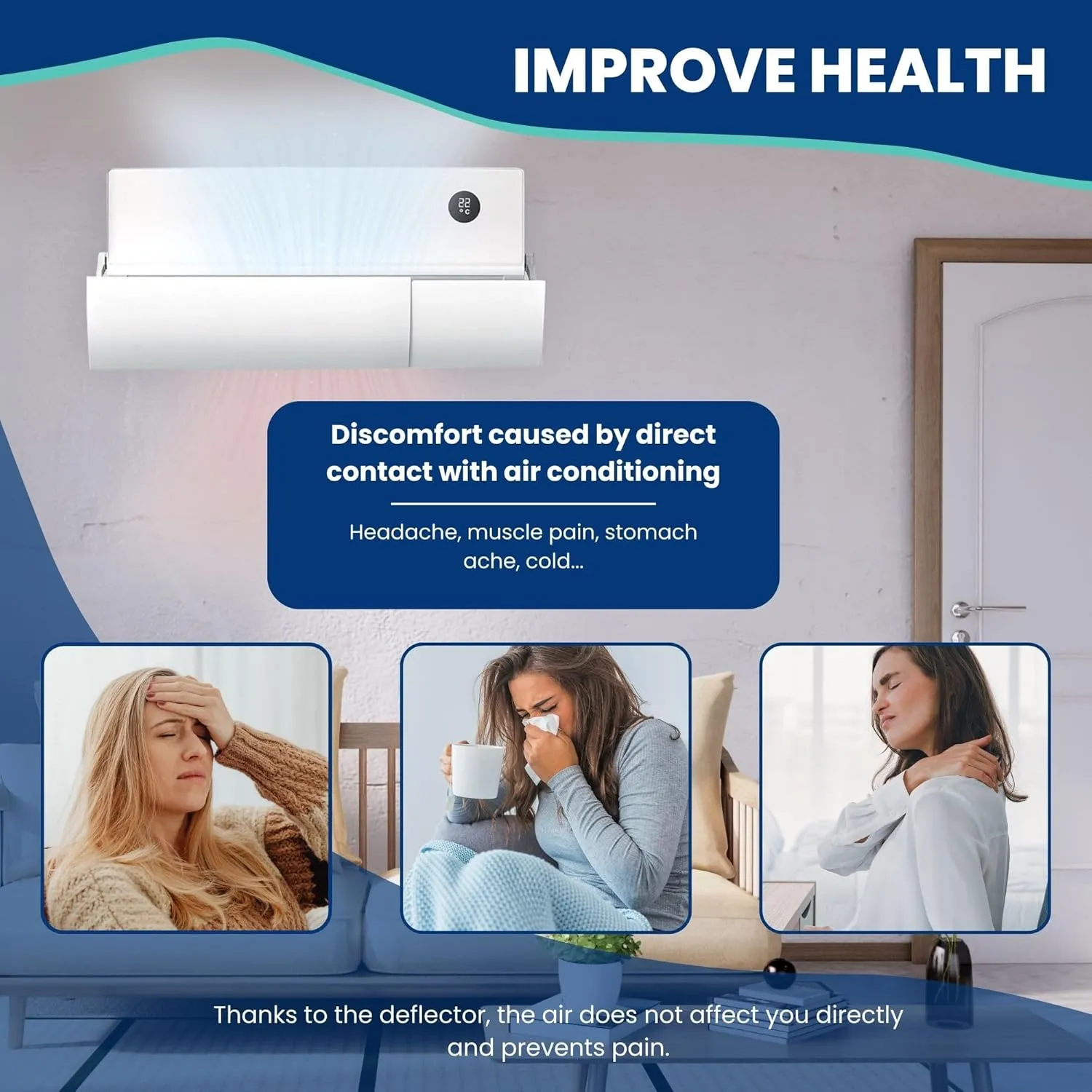 Deflector Aire Acondicionado Ajustable. Parabrisas de Aire Acondicionado de Pared. Desviador de Flujo de Aire Acondicionado Univ
