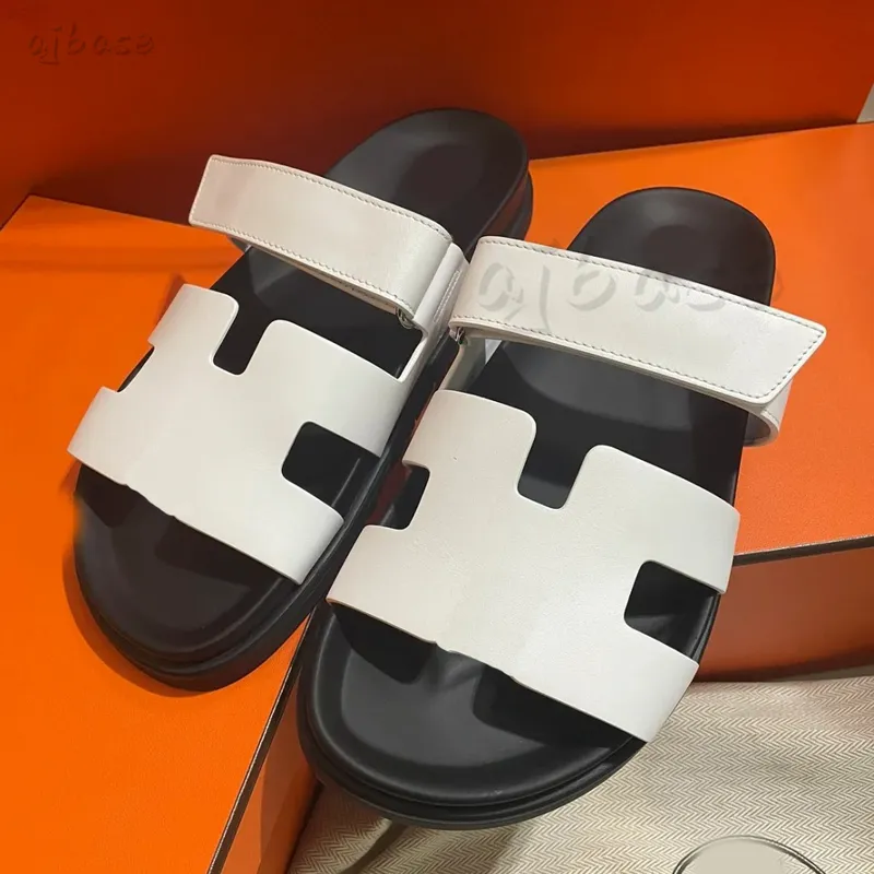 Diseñador de verano playa diapositivas sandalias de cuero de lujo hombre mujer zapatillas de cuero de gamuza zapatillas naturale