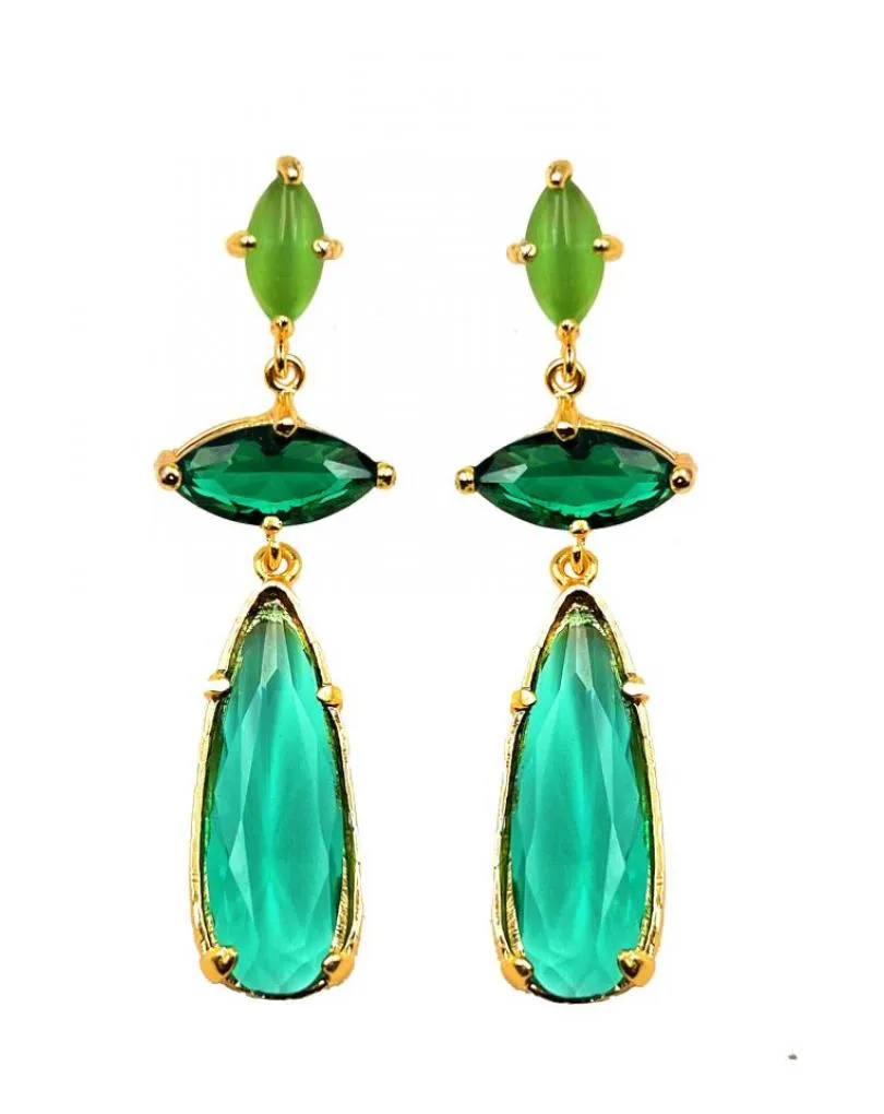 ELEGANTISIMOS PENDIENTES LARGOS VERDES TONO ESMERALDA