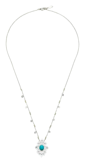 HIPANEMA BAYOU - Collar de latón plateado con strass y perlas en plata