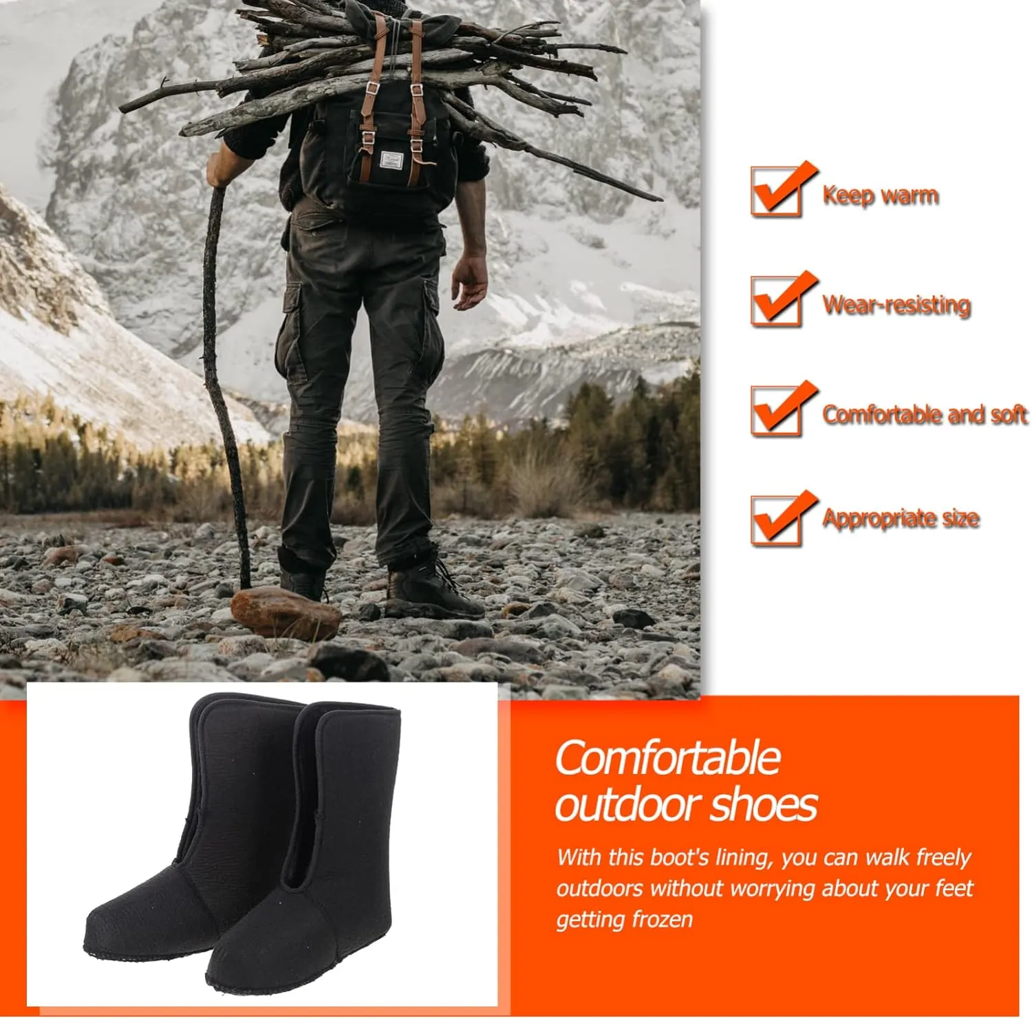 Kisangel Botas De Invierno para Hombre con Forro Cálido Calzado para Caza y Pesca Accesorio De Invierno para Botas Talla 43 Dise