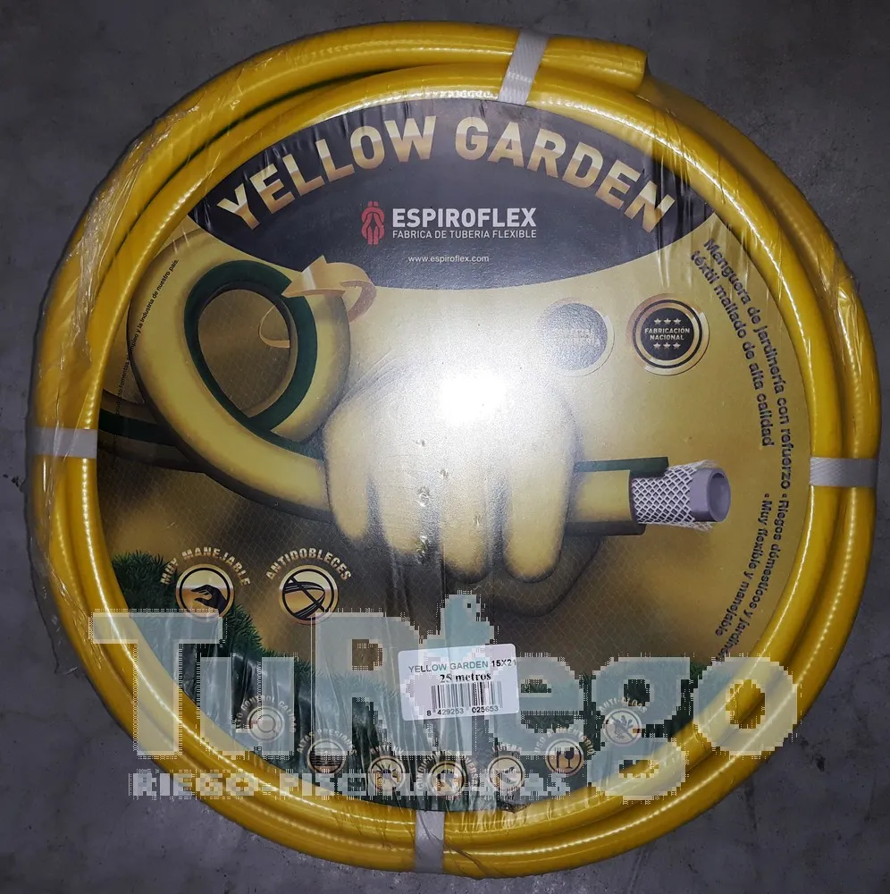 Manguera riego YELLOWGARDEN uso alimentario antitorsión de Ø 15, 19 Y 25 mm