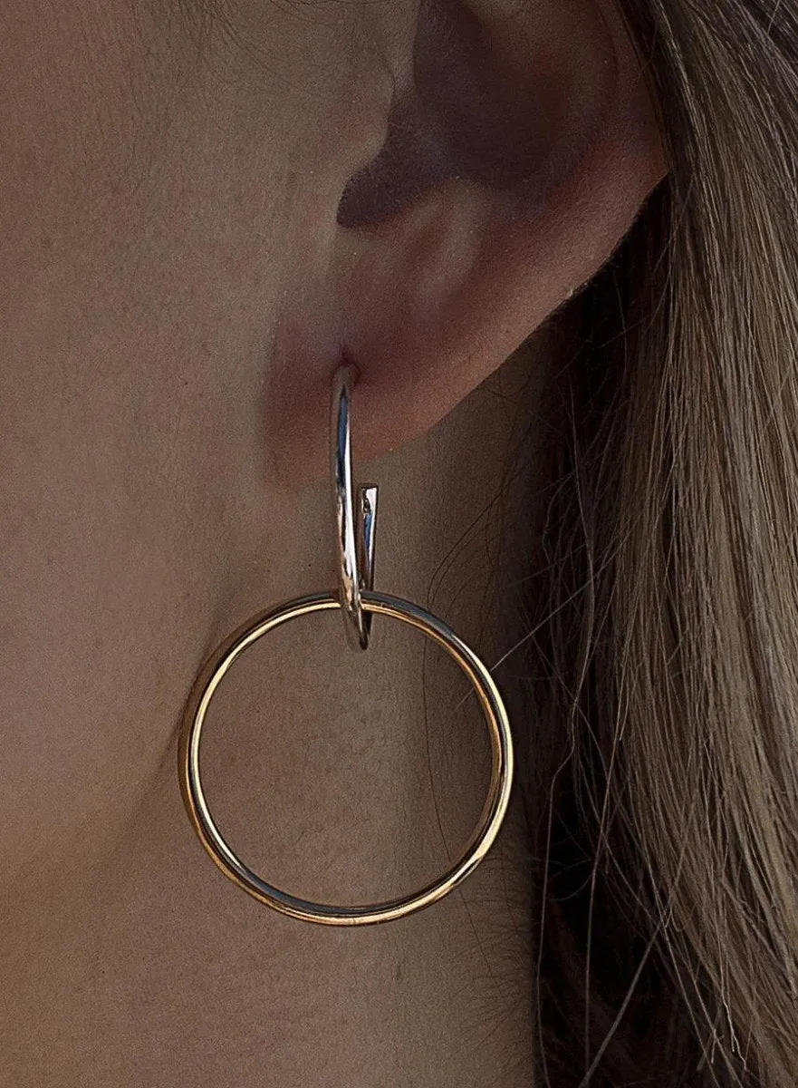 Pendientes aro diseo de doble argolla bicolor
