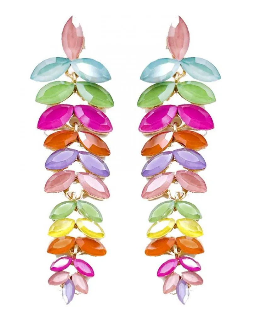 PENDIENTES LARGOS DE FIESTA EN MULTICOLOR IDEAL RECOGIDOS