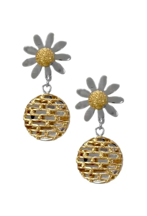 Pendientes largos oro bicolor 18K 083_JI125