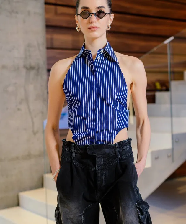 SSHEENA CANOTTA blue striped shirt