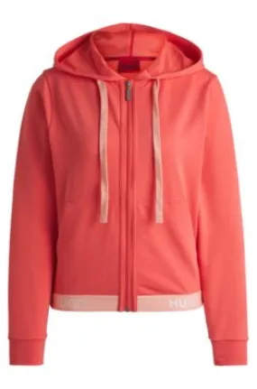 Sudadera de algodón con capucha, cremallera y logos en la cintura