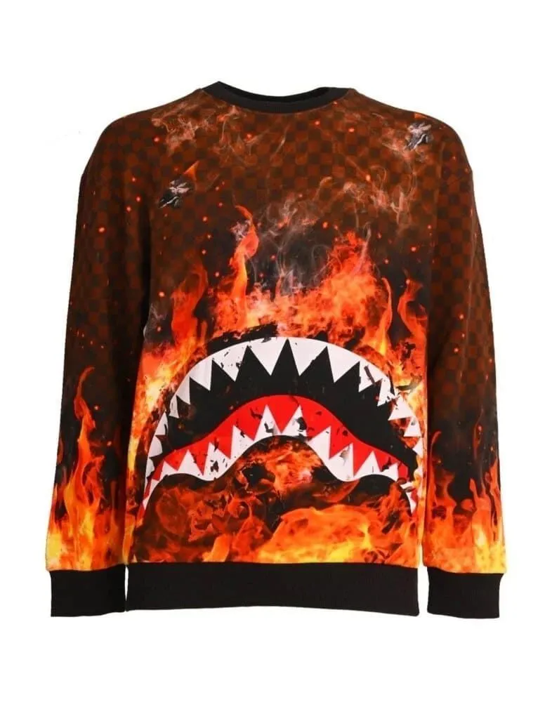 Sudadera Sprayground Shark on Fire CrewNeck Checkered SP379CHK