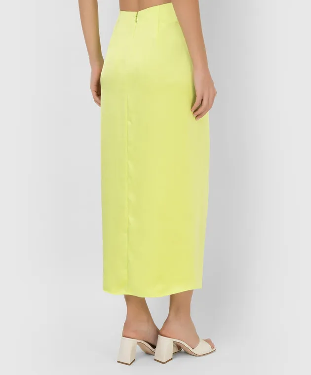 The Andamane Gabrielle midi skirt with slit in light green