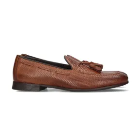 Zapato borlas trenzado cuero