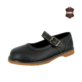Zapato Escolar De Cuero Orco Negro Alquimia