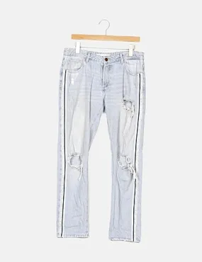 Zara Pantalón denim con rotos detalle glitter